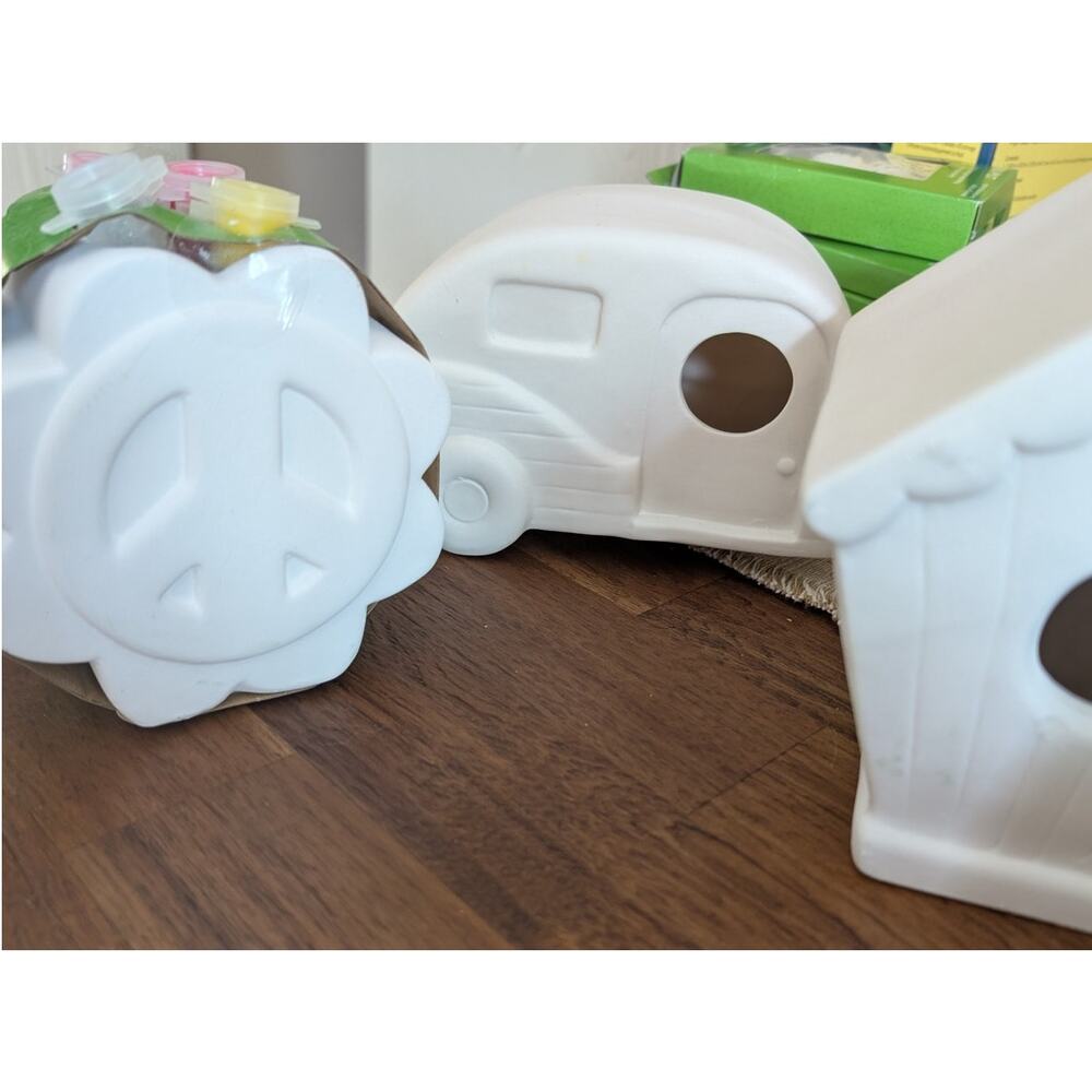3 PACK "Make Market" ceramics - Peace Sign, Bird House, & Trailer 3 PACK!!!